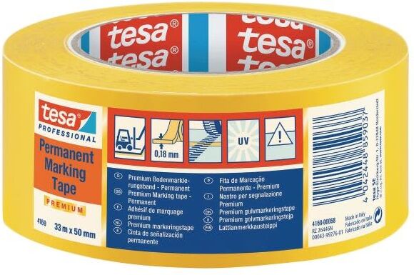 Tesa 4169 Linjemarkeringsteip PVC, 33 m x 50 mm, gul