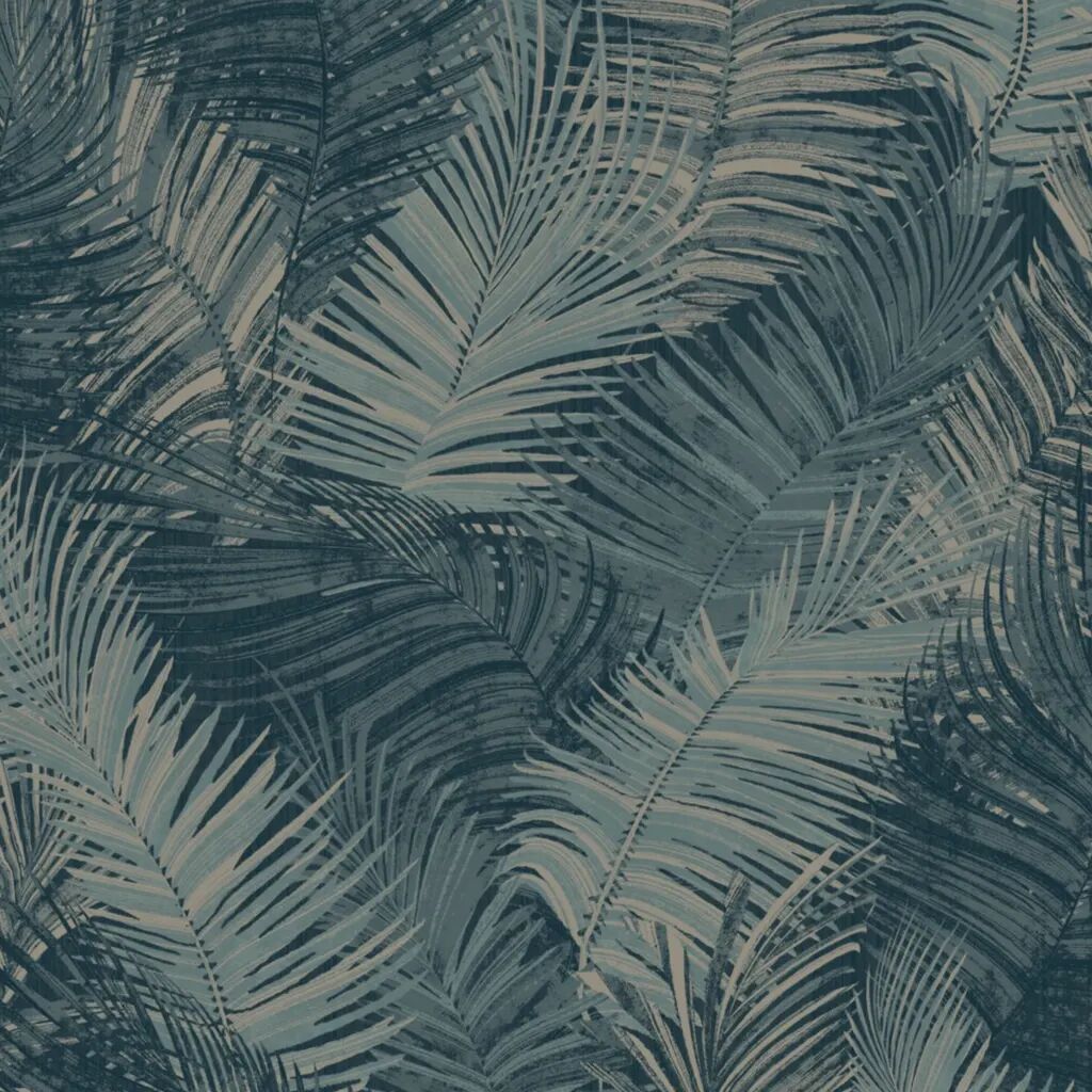 DUTCH WALLCOVERINGS Veggpanel Palm petrolblå