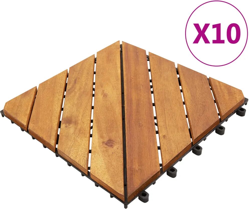 vidaXL Terrassebord 10 stk 30x30 cm heltre akasie