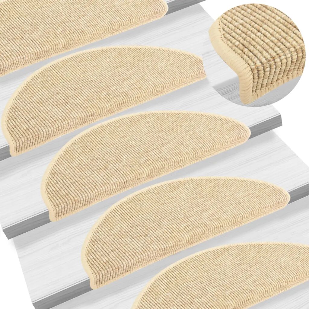 vidaXL Selvklebende trappematter sisal-utseende 15 stk 65x25 cm beige