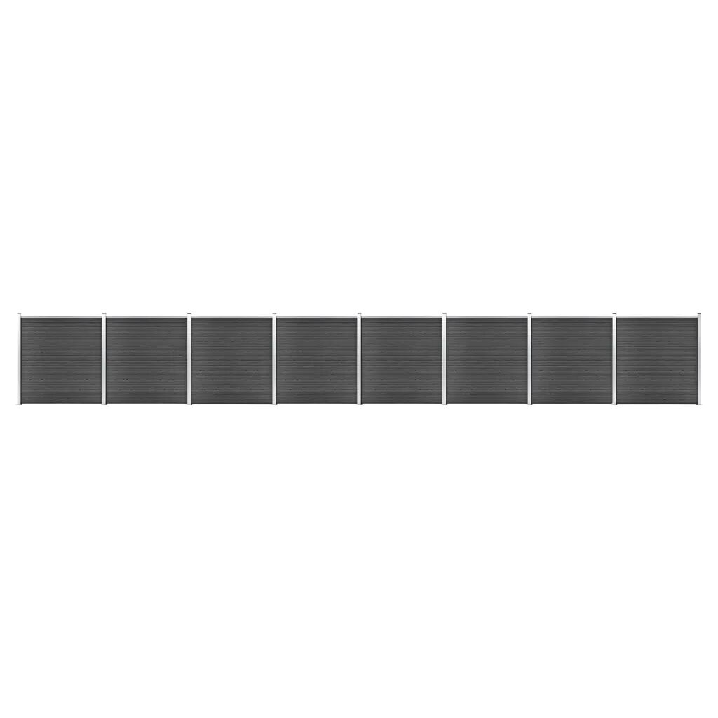 vidaXL Gjerdepanelsett WPC 1391x186 cm svart