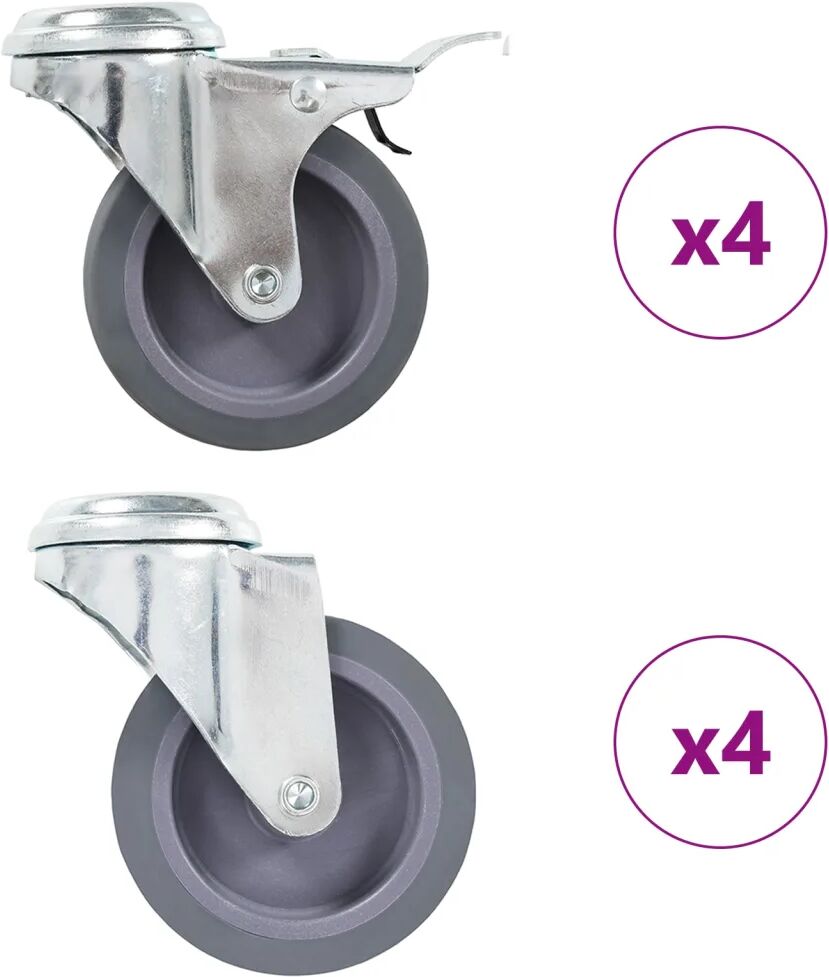 vidaXL 8 pcs Rodas giratórias com furo roscado 75 mm