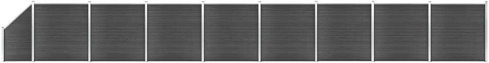 vidaXL Conjunto de painel de vedação WPC 1484x(105-186) cm preto