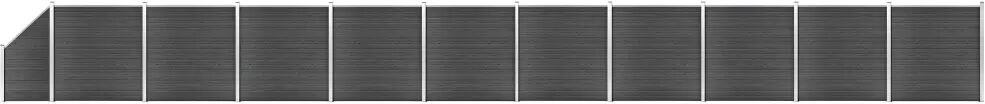 vidaXL Conjunto de painel de vedação WPC 1830x(105-186) cm preto