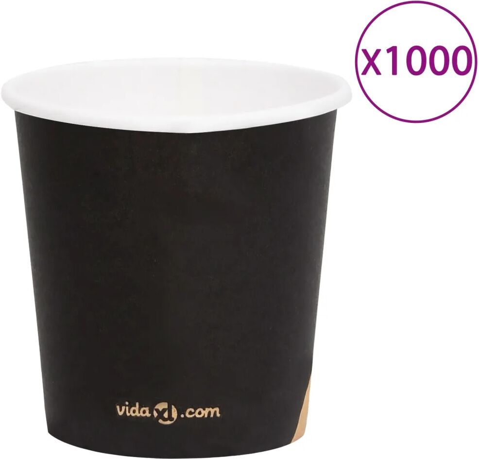 vidaXL Copos de café papel 120 ml 1000 pcs preto