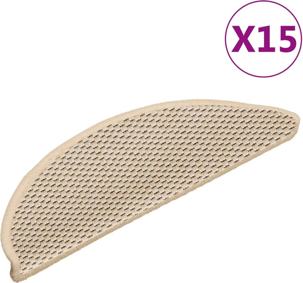 vidaXL Covorașe scări autoadezive 15 buc. crem 56x20 cm aspect sisal