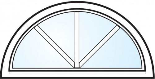 Dörrtema Fönster 3-glas energi argon halvmåne med spröjs vitmålat Modul 16x8