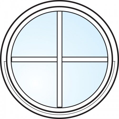 Dörrtema Fönster 3-glas energi argon rund vitmålat med spröjs Modul diameter 6