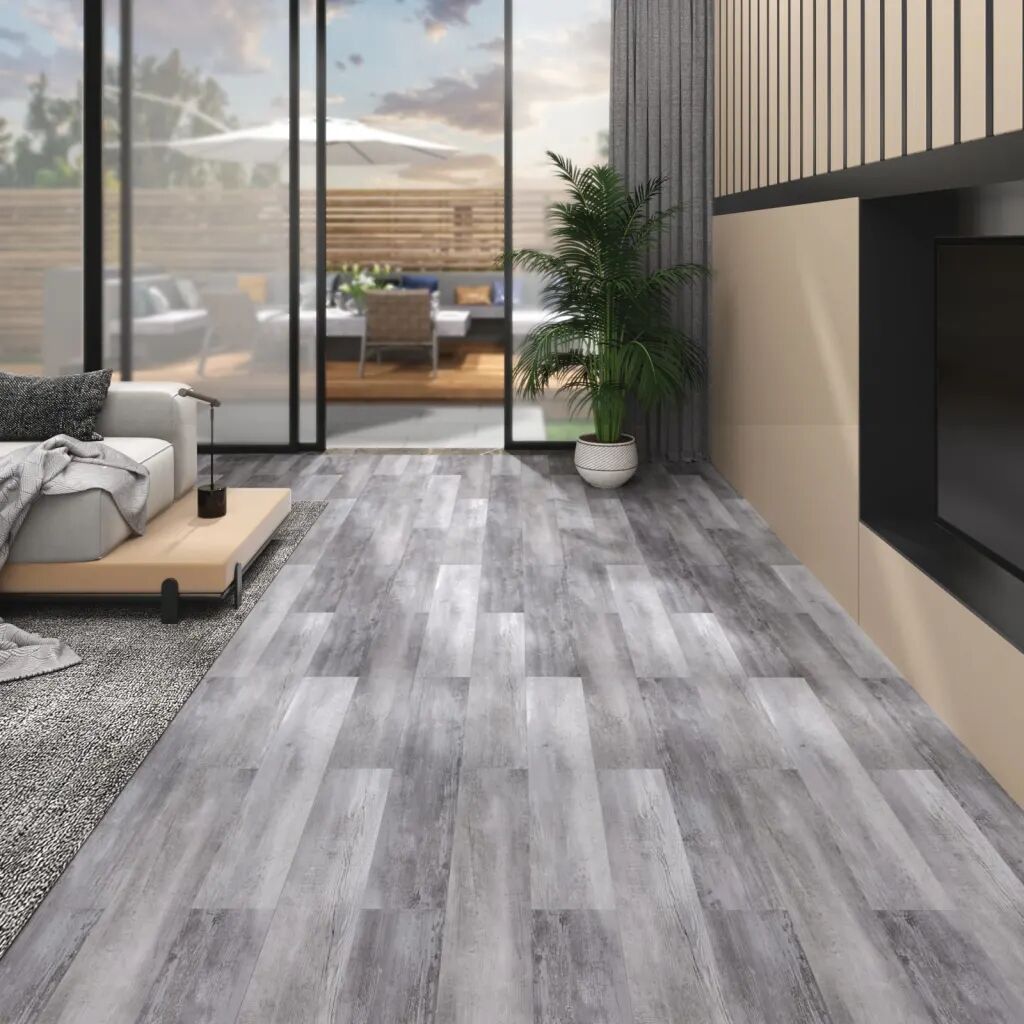 vidaXL Podlahové dosky z PVC 5,26 m² 2 mm, matné drevo, sivé