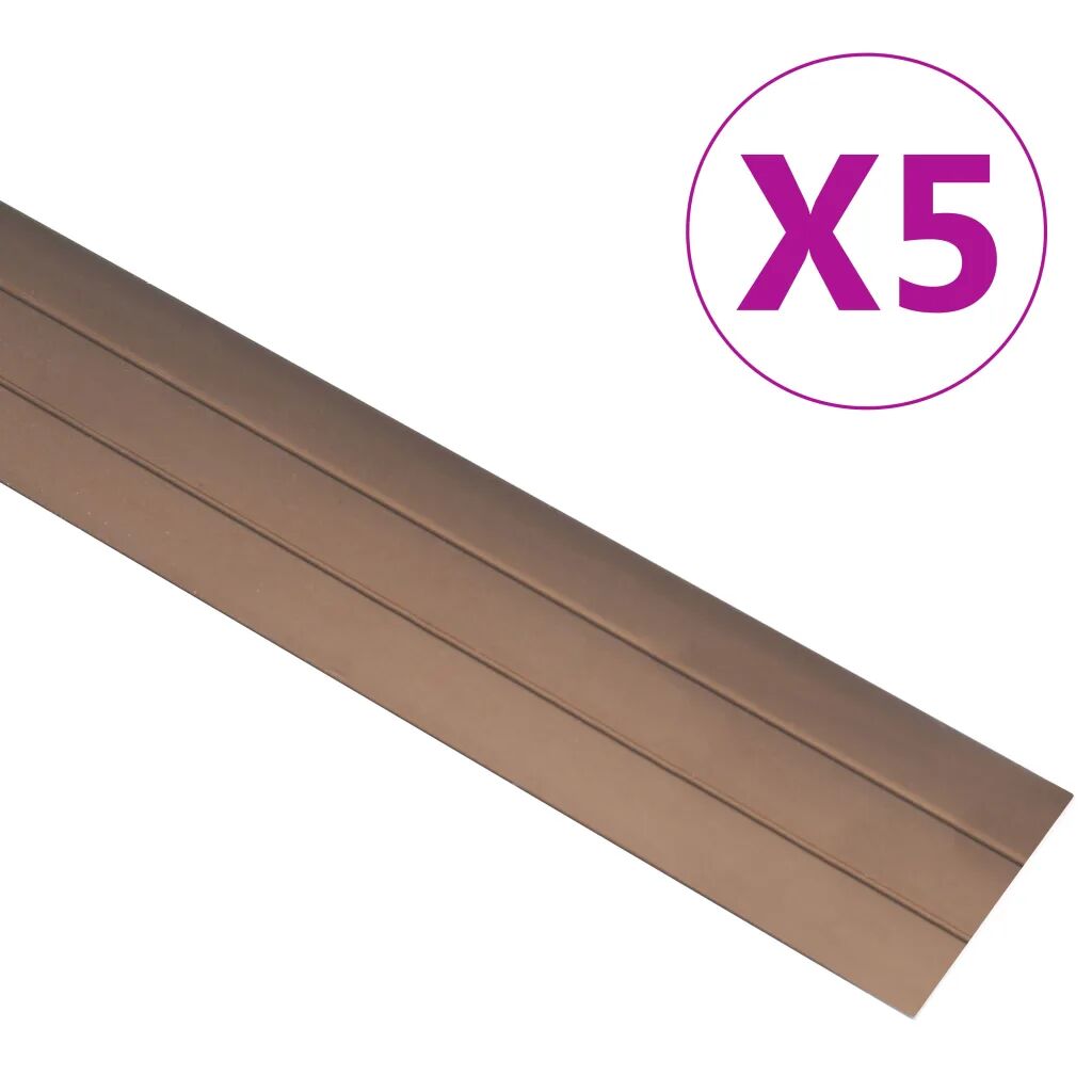 vidaXL Podlahové profily 5 ks, hliník 90 cm, hnedé