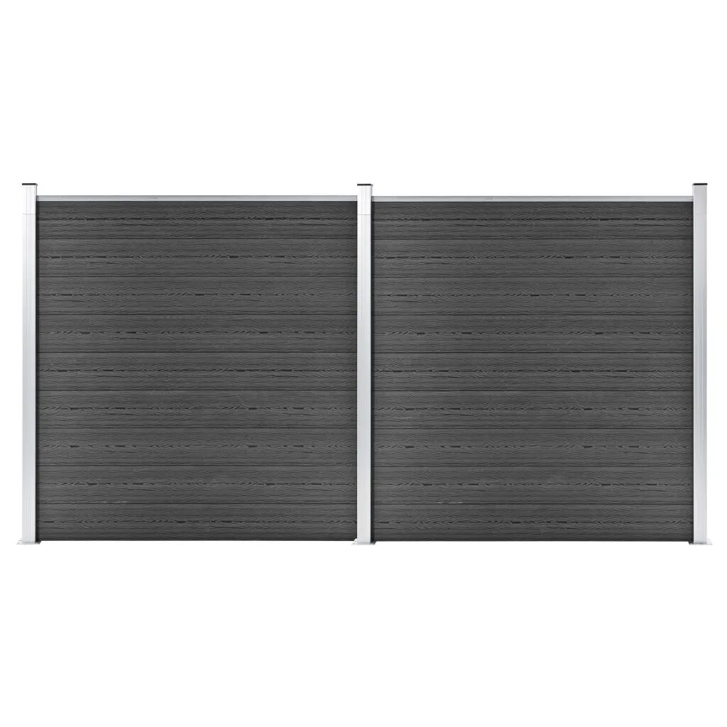 vidaXL Sada plotových panelov WPC 353x186 cm čierna