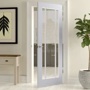 LPD Doors Lincoln Clear Glazed Primed White Internal Door brown 198.1 H x 83.8 W cm