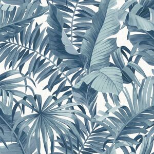 FINE DECOR Tropical Wallpaper Leaf Palm Tree Blue White a Street Prints Paste The Wall