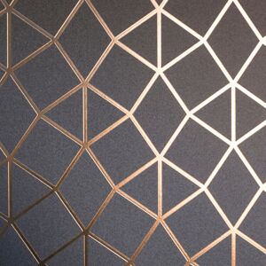 Geometric Trellis Rose Gold Metallic Foil Wallpaper Shimmer Fine Decor Platinum
