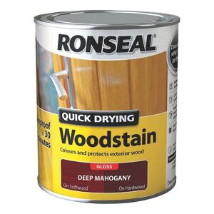 Ronseal Quick Drying Woodstain 750ml Gloss Deep Mahogany