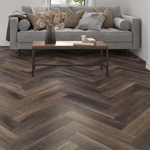 Luxury Flooring Herringbone Dark Deluxe Espresso Herringbone Click LVT Vinyl Flooring - 6.5mm Thick