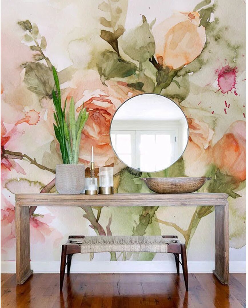 Photos - Wallpaper ClassicLiving Painswick 1.52m x 1.04m Matte Mural green/pink 290.0 H x 290