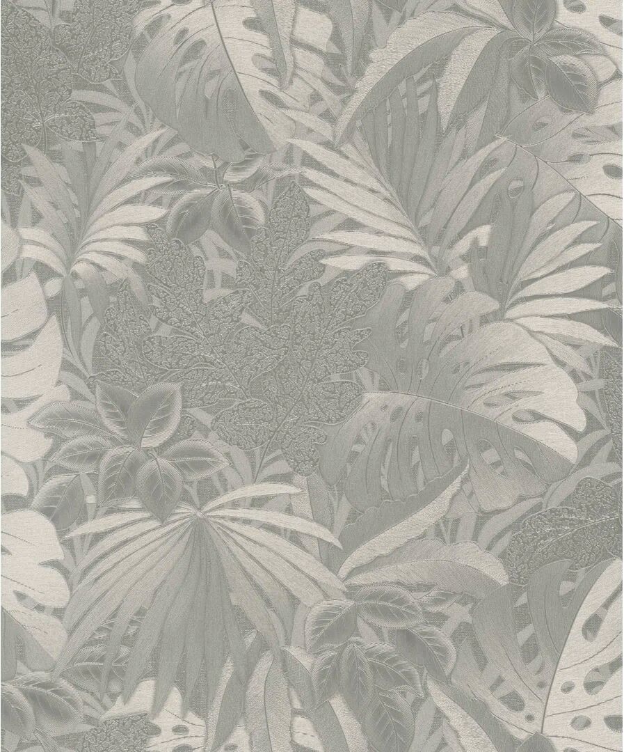 Photos - Wallpaper 17 Stories Entrekin Metallic Jungle Leaves 10m x 53cm  Roll gray