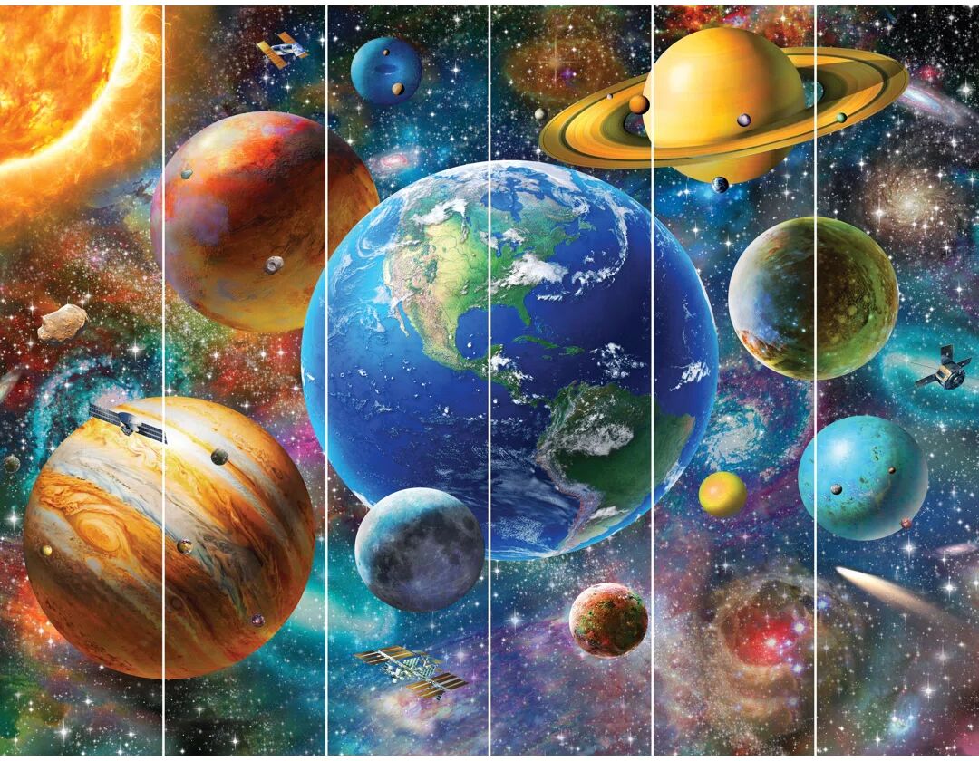 Photos - Wallpaper Walltastic Solar System 2.43m x 3.04m Wall Mural black/brown 243.84 H x 30