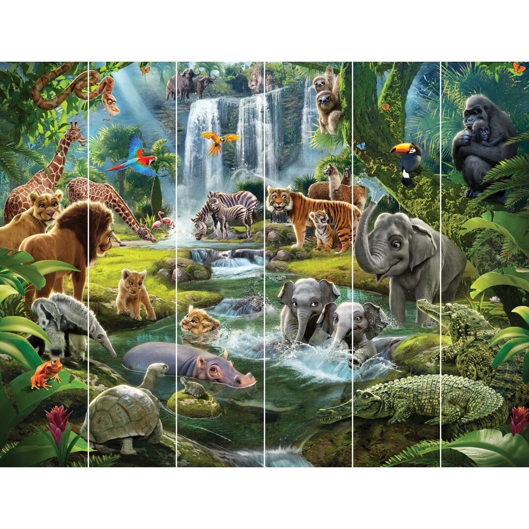 Photos - Wallpaper Zoomie Kids Jungle Adventure 3.01m x 2.42m Matte Mural green 243.84 W cm