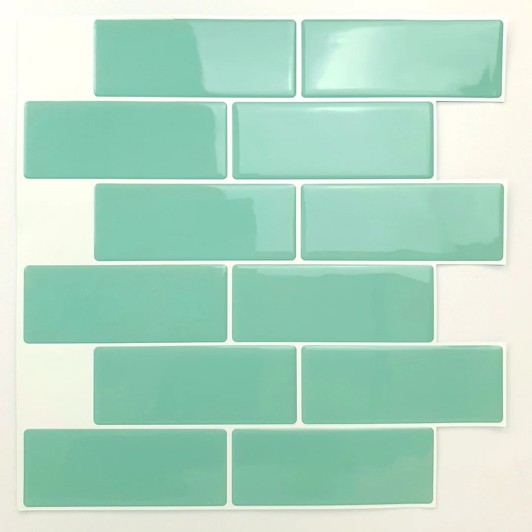 17 Stories Anjeli Glossy 3D Sticker Tile 30cm x 30cm green 30.0 H x 30.0 W x 0.2 D cm