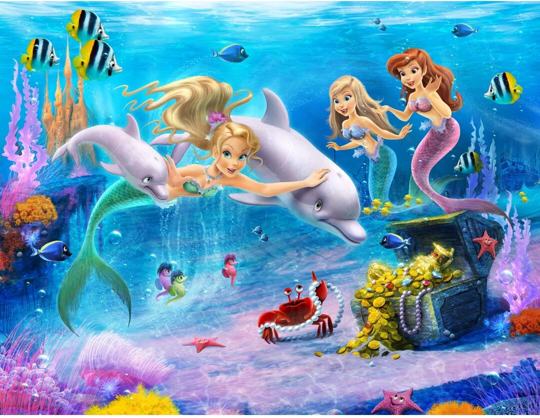 Photos - Wallpaper 6 Piece Walltastic Magical Mermaids 3.05m x 2.44m Smooth Matte Wall Mural