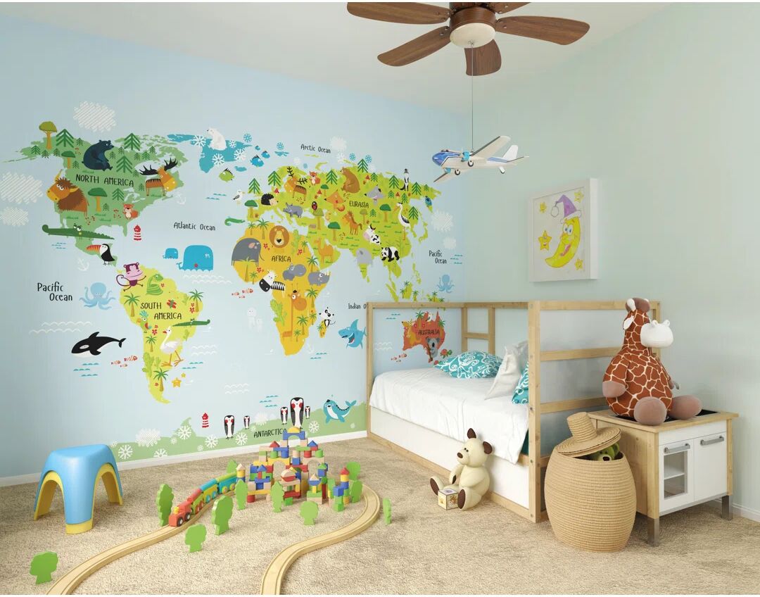 Photos - Wallpaper Zoomie Kids Holmes Matte Wall Mural blue 280.0 H x 350.0 W cm