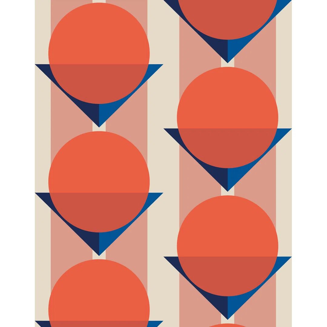 Photos - Wallpaper Corrigan Studio Bauhaus Geometric  red/orange/pink/white 700.0 H