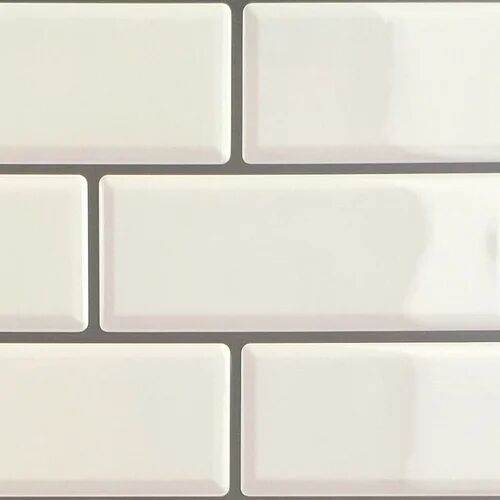 17 Stories Anjola 15cm x 30cm PVC Subway Tile 17 Stories Colour: White/Grey  - Size: 14cm H X 5cm W