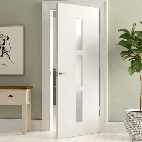 LPD Doors Sierra Blanco Glazed Wood Internal Door LPD Doors Door Size: 198.1 cm H x 83.8 cm W x 3.5 cm D  - Size: 198.1 cm H x 76.2 cm W x 4.4 cm D