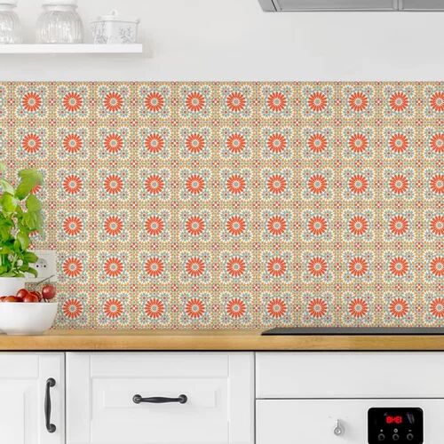 Bloomsbury Market Colourful Tiles PVC Peel & Stick Panel Bloomsbury Market Size: 60cm x 350cm, Material: Premium  - Size: 50cm x 400cm