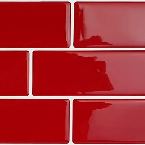 17 Stories Anjolee 15cm x 30cm PVC Peel & Stick Subway Tile 17 Stories Colour: Red/White  - Size: 80 cm H x 79.9 cm W x 3.8 cm D