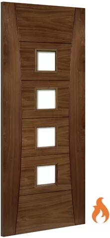 Deanta Pamplona Solid Wood Walnut Fire Door Deanta  - Size: 122cm H x 81cm W x 3.8cm D