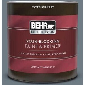 BEHR ULTRA 1 qt. #N490-5 Charcoal Blue Flat Exterior Paint & Primer