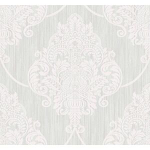 Seabrook Designs Puff Damask Silver Glitter and Ivory Paper Strippable Roll (Covers 60.75 sq. ft.)