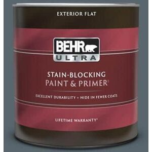 BEHR ULTRA 1 qt. #N470-6 Whale Gray Flat Exterior Paint & Primer