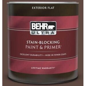 BEHR ULTRA 1 qt. #N150-7 Chocolate Therapy Flat Exterior Paint & Primer