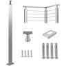 VEVOR Cable Railing Post Level Deck Stair Post 36 x 1.97 x 1.97" Cable Handrail Post Stainless Steel Wire Drawing Deck Railing DIY Picket Without Hole Stair Railing Kit with Mount Bracket Silver