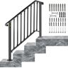 VEVOR Handrails for Outdoor Steps, Fit 3 or 4 Steps Outdoor Stair Railing, Picket#3 Wrought Iron Handrail, Flexible Porch Railing, Black Transitional Handrails for Concrete Steps or Wooden Stairs