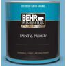 BEHR PREMIUM PLUS 1 qt. #550D-5 Ocean Cruise Satin Enamel Exterior Paint & Primer