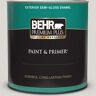 BEHR PREMIUM PLUS 1 qt. #N360-1 Seagull Gray Semi-Gloss Enamel Exterior Paint & Primer