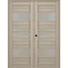 Belldinni Leti 56 in. x 80 in. Right Hand Active 5-Lite Frosted Glass Shambor Wood Composite Double Prehung French Door
