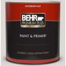 BEHR PREMIUM PLUS 1 qt. #N360-1 Seagull Gray Flat Exterior Paint & Primer