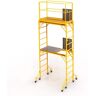 MetalTech Rolling Scaffolding Tower, Safeclimb 2-Story Baker Scaffolding with Outriggers, Guard Rail, Climb Through Platform