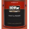 BEHR PREMIUM PLUS 1 gal. #S-G-200 Glowing Firelight Flat Exterior Paint & Primer