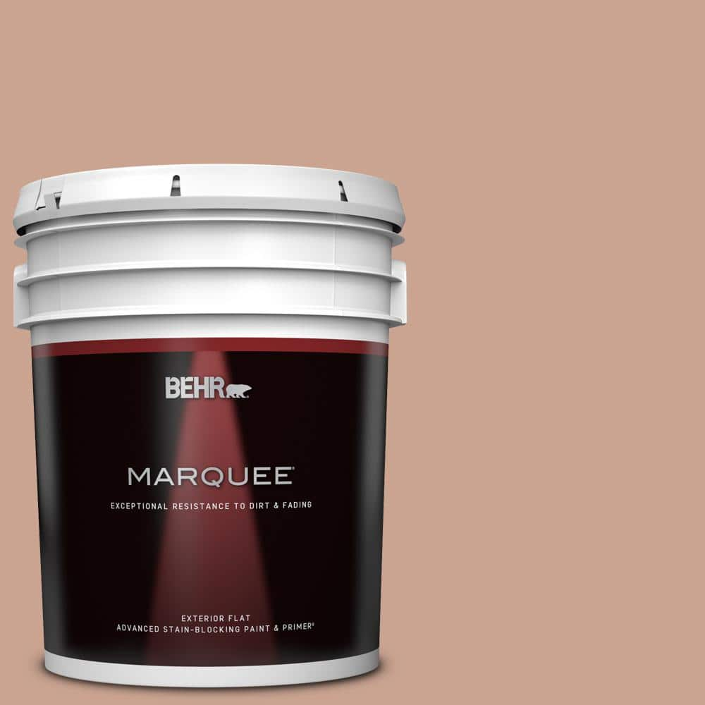 BEHR MARQUEE 5 gal. #220F-4 Sombrero Tan Flat Exterior Paint & Primer