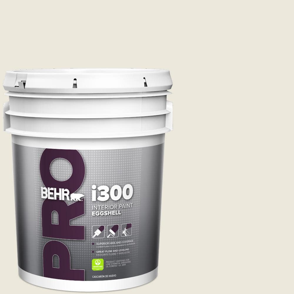 BEHR PRO 5 gal. #BXC-32 Picket Fence White Eggshell Interior Paint