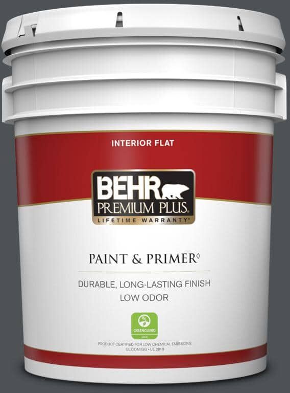 BEHR PREMIUM PLUS 5 gal. Home Decorators Collection #HDC-WR15-04 Lump of Coal Flat Low Odor Interior Paint & Primer