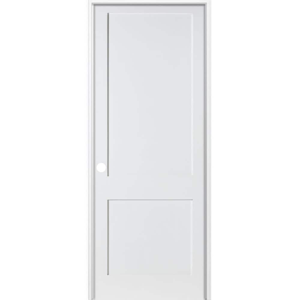 Krosswood Doors 32 in. x 96 in. Craftsman Shaker Primed MDF 2-Panel Right-Hand Hybrid Core Wood Single Prehung Interior Door