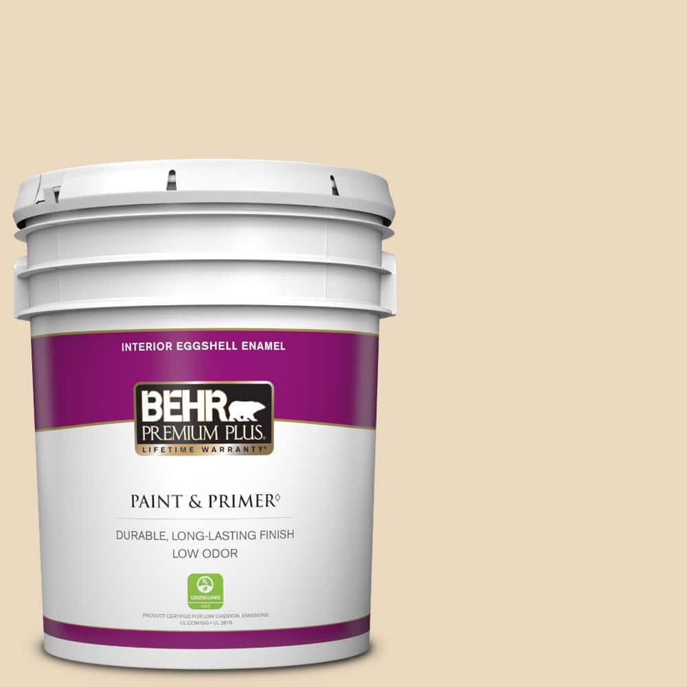 BEHR PREMIUM PLUS 5 gal. Home Decorators Collection #HDC-WR15-8 Steamed Milk Eggshell Enamel Low Odor Interior Paint & Primer